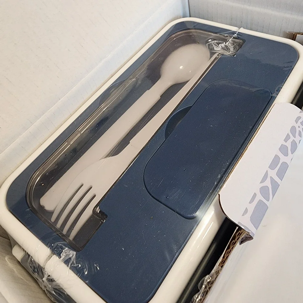 Tommy Bahama Bento Box Blue Multi Tier Leakproof Lunch Box with Cutlery INV01009